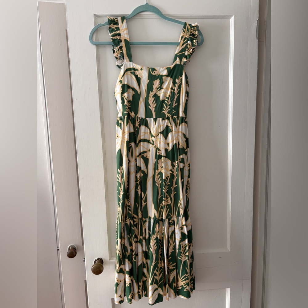 Crosby by Mollie Burch Green and Cream Floral Midi Dress